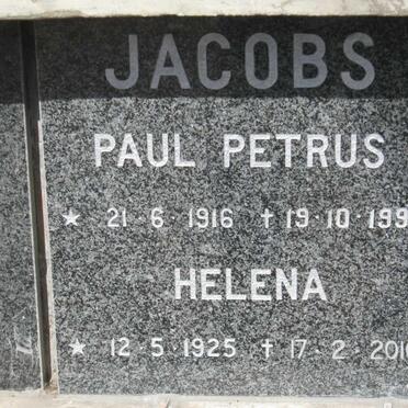 JACOBS Paul Petrus 1916-1994 &amp; Helena 1925-2010