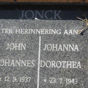 JONCK John Johannes 1937-1997 &amp; Johanna Dorothea 1943-2002