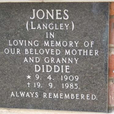 JONES Diddie nee LANGLEY 1909-1985