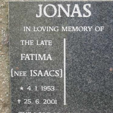 JONAS Fatima nee ISAACS 1953-2001