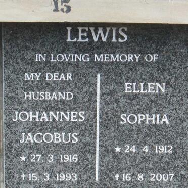 LEWIS Johannes Jacobus 1916-1993 &amp; Ellen Sophia 1912-2007