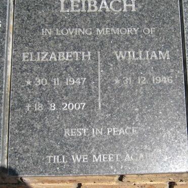 LEIBACH William 1946- &amp; Elizabeth 1947-2007