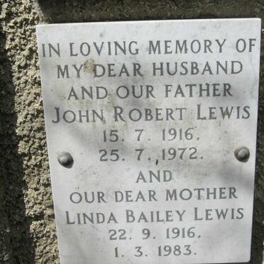 LEWIS John Robert 1916-1972 &amp; Linda Bailey 1916-1983