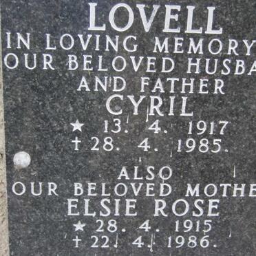 LOVELL Cyril 1917-1985 &amp; Elsie Rose 1915-1986
