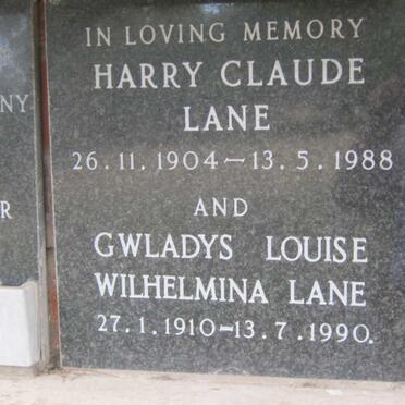 LANE Harry Claude 1904-1988 &amp; Gwladys Louise Wilhelmina 1910-1990