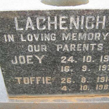 LACHENIGHT Toffie 1914-1988 &amp; Joey 1917-1972