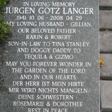 LANGER Jurgen Gotz  1941-2008