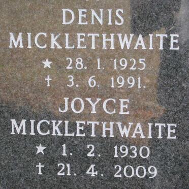 MICKLEHWAITE Denis 1925-1991 &amp; Joyce 1930-2009