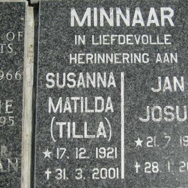 MINNAAR Jan Josua 1927-2007 &amp; Susanna Matilda 1921-2001