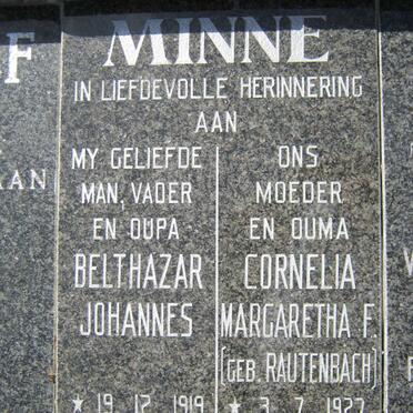 MINNE Belthazar Johannes 1919-1998 &amp; Cornelia Magaretha F. RAUTENBACH 1927-2007