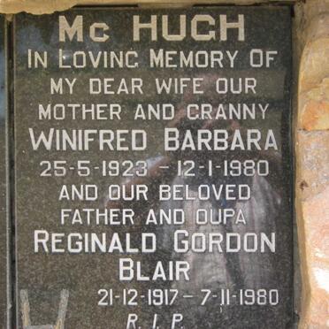 Mc HUGH Reginald Gordon Blair 1917-1980 &amp; Winifred Barbara 1923-1980