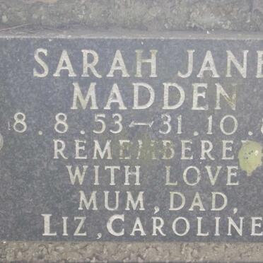 MADDEN Sarah Jane 1953-1989