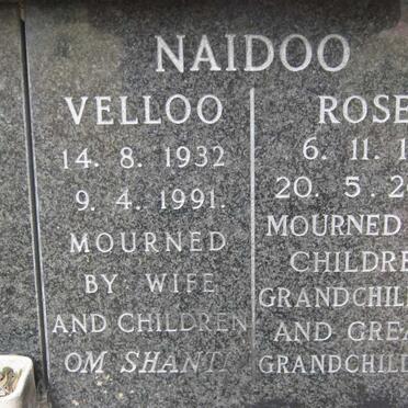 NAIDOO Velloo 1932-1991 &amp; rose 1925-2004