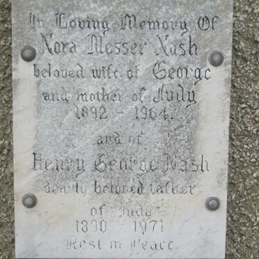 NASH Henry George 1890-1971 &amp; Nora Messer 1892-1964 
