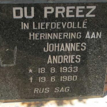 PREEZ Johannes Andries, du 1933-1980