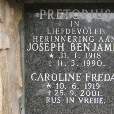 PRETORIUS Joseph Benjamin 1918-1990 &amp; Caroline Freda 1919-2001