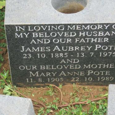 POTE James Aubrey 1885-1975 &amp; Mary Anne 1905-1989