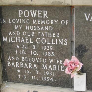 POWER Michael Collins 1929-1985 &amp; Barbara Marie 1931-1994