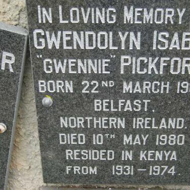 PICKFORD Gwendolyn Isabel 1904-1980