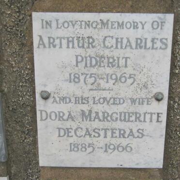 PIDERIT Arthur Charles 1875-1965 &amp; Dora Marguerite DeCASTERAS 1885-1966