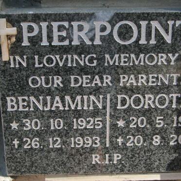 PIERPOINT Benjamin 1925-1993 &amp; Dorothy 1926-2007