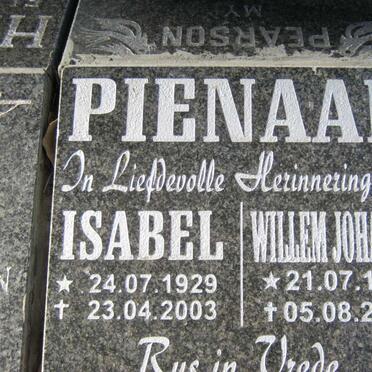 PIENAAR Willem Johannes 1930-2009 &amp; Isabel 1929-2003