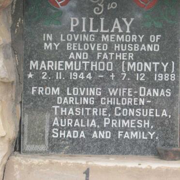 PILLAY Mariemuthoo 1944-1988