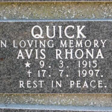 QUICK Avis Rhona 1915-1997