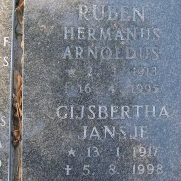 RUBEN Hermanus Arnoldus 1913-1995 &amp; Gijsbertha Jansie 1917-1998
