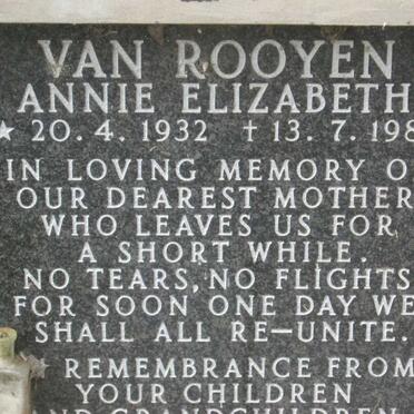ROOYEN Annie Elizabeth, van 1932-1987