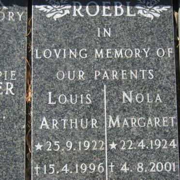 ROEBL Louis Arthur 1922-1996 &amp; Nola Margaret 1924-2001