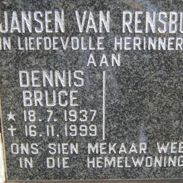 RENSBURG Dennis Bruce, Jansen van 1937-1999
