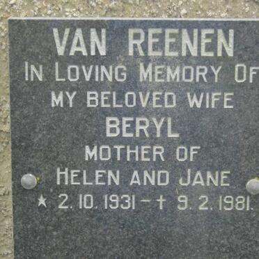 REENEN Beryl, van 1931-1981