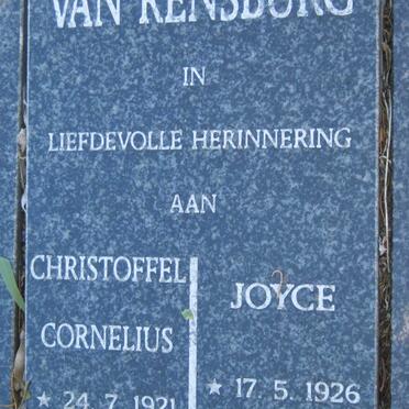 RENSBURG Christoffel Cornelius, van 1921-1994 &amp; Joyce 1926-2007