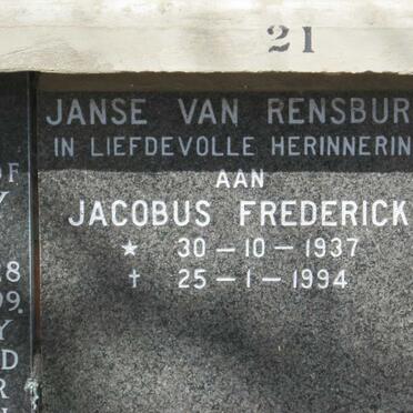 RENSBURG Jacobus Frederick, Janse van 1937-1994