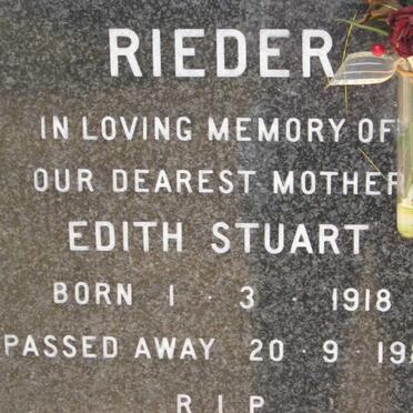 RIEDER Edith Stuart 1918-1980