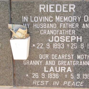 RIEDER Joseph 1893-1979 &amp; Laura 1896-1981