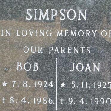 SIMPSON Bob 1924-1986 &amp; Joan 1925-1990