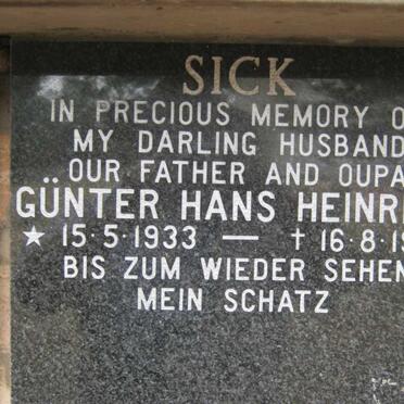 SICK Gunter Hans Heinrich 1933-1990