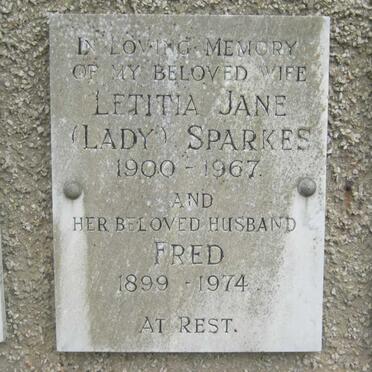 SPARKES Fred 1899-1974 &amp; Letitia Jane  1900-1967