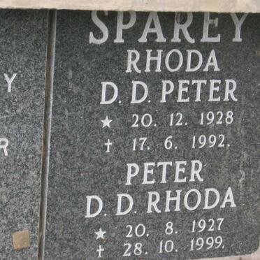 SPAREY Peter 1927-1999 &amp; Rhoda 1928-1992