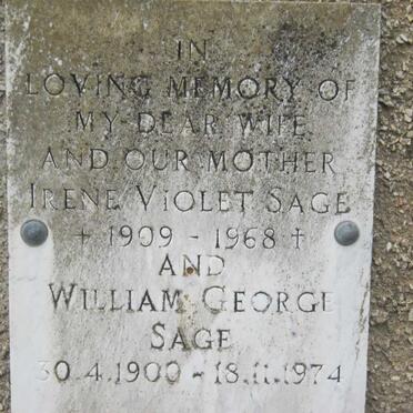 SAGE William George 1900-1974 &amp; Irene Violet 1909-1968