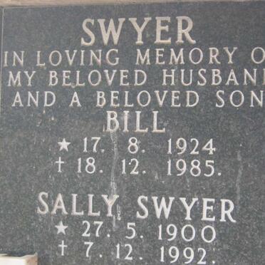 SWYER Bill 1924-1985 &amp; Sally 1900-1992