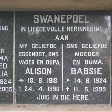 SWANEPOEL Alison 1918-1990 :: SWANEPOEL Babsie 1924-1999