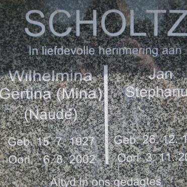 SCHOLTZ Jan Stephanus 1927-2006 &amp; Wilhelmina Gertina NAUDE 1927-2002