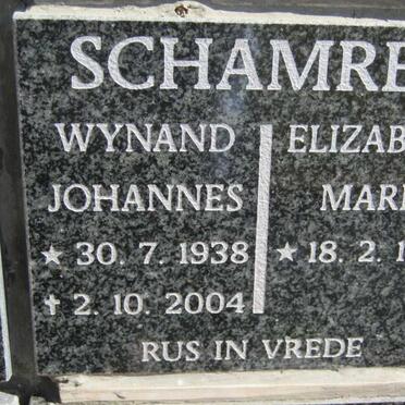 SCHAMREL Wynand Johannes 1938-2004 &amp; Elizabeth Maria 1945-