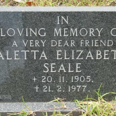 SEALE Aletta Elizabeth 1905-1977