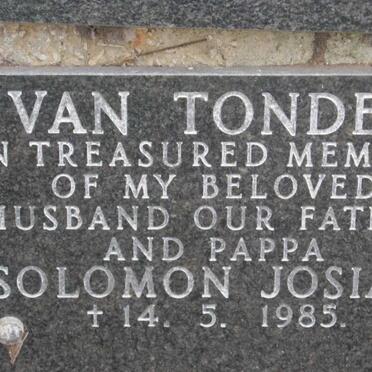 TONDER Solomon Josiah, van -1985