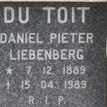 TOIT Daniel Pieter Liebenberg, du 1889-1989