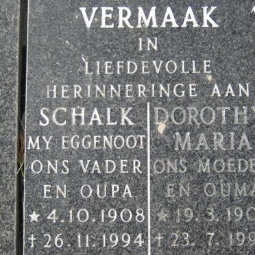 VERMAAK Schalk 1908-1994 &amp; Dorothy Maria 1908-1995